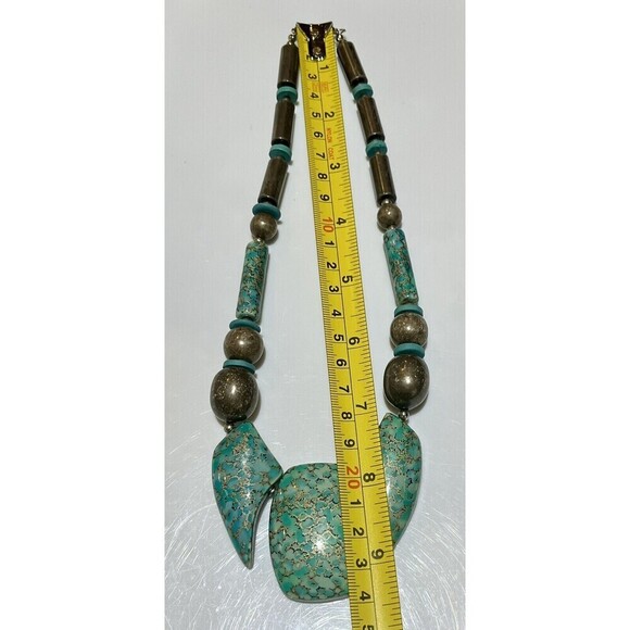 Womens Native American Style Necklace Faux Turquoise Statement Beaded Tribal - Picture 7 of 8